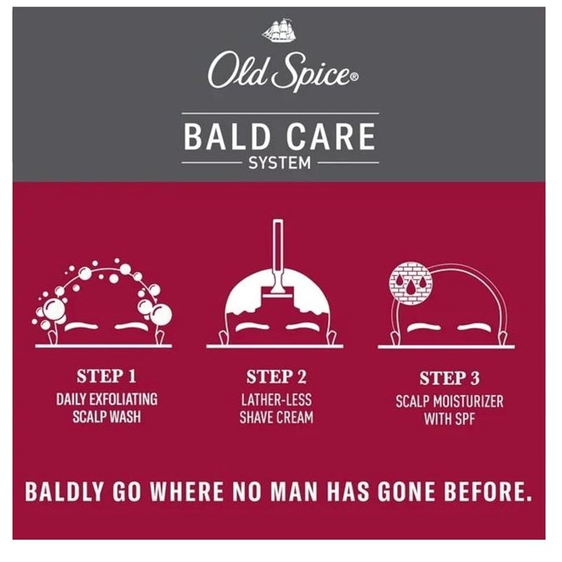 Old Spice Men's Bald Care System Step 2 Lather Shave Cream 10.9 fl oz (3 Pack)