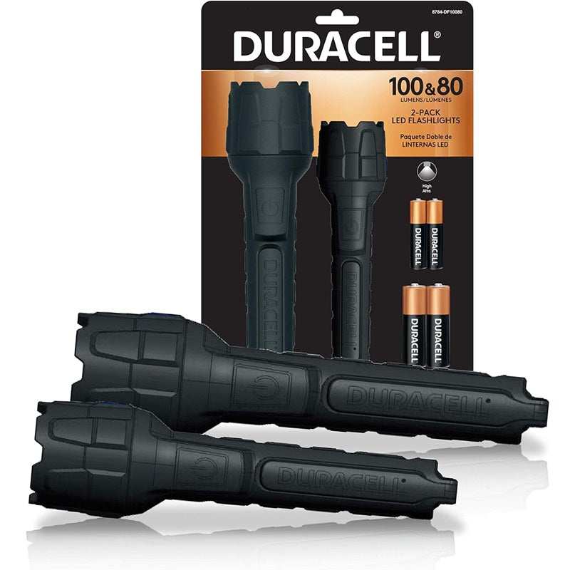 Duracell Heavy Duty Rubber Flashlight Combo Pack -100 & 80 Lumen Flashlights