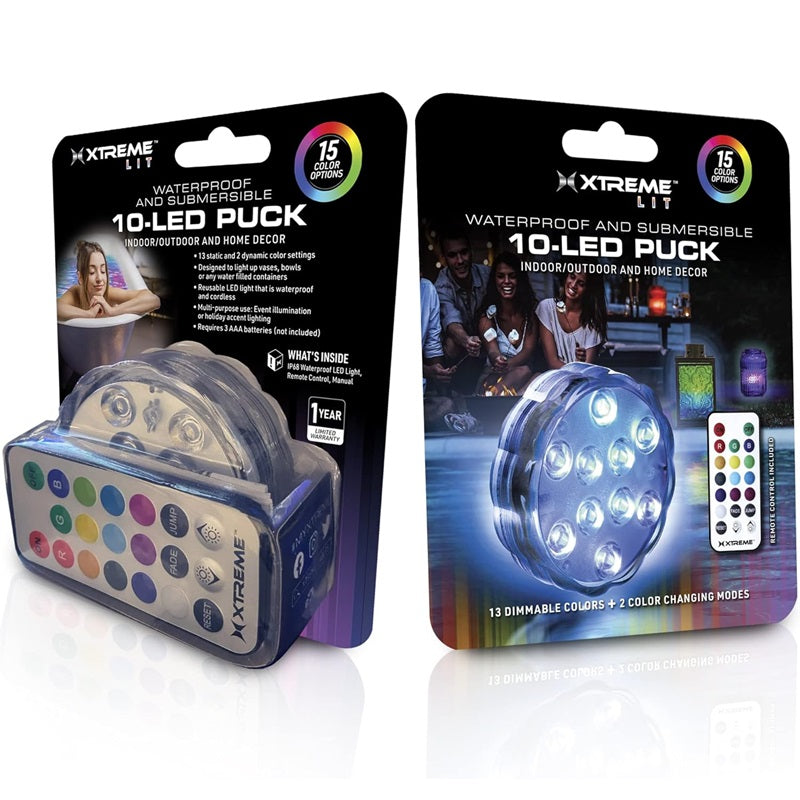 Xtreme Waterproof LED Puck Light, 15 Color Settings (2 Pack)