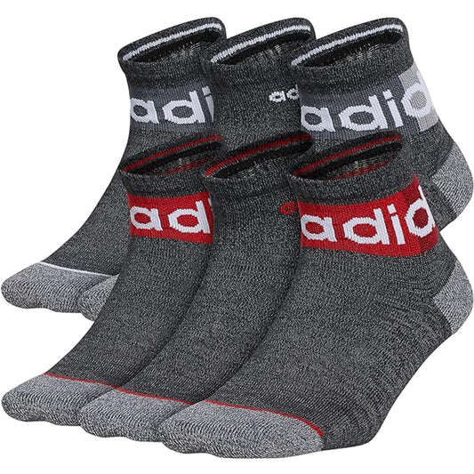 Adidas Boys Youth Blocked Linear II 6-Pack Quarter Socks